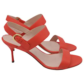Slingback Sandalen mit Absatz von Sergio Rossi aus orangefarbenem Leder