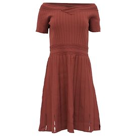 Sandro Lottie Off-Shoulder Kleid aus burgunderfarbener Viskose
