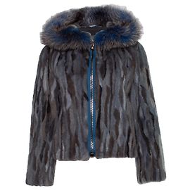 Giacca con cappuccio in pelliccia con zip Philipp Plein