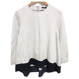 Autre Marque Blusa Bicolore con Collo Rotondo M・fil e Taglio Tail-cut Stretch