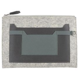 Hermès Borsa Clutch Hermes Too Doo 29 in feltro e pelle Epsom