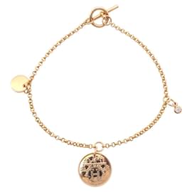 Bracciale charm Hermès Ex Libris PM in oro rosa 18K con diamanti