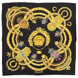 Schal aus schwarser Seide Hermès Carré 90 KOSMIMA Space