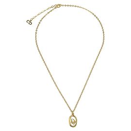 Collar colgante redondo de metal con logo vintage Christian Dior