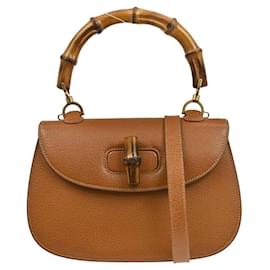 Gucci Vintage Convertible Bamboo Leder Handtasche Mittel