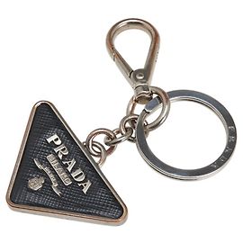 Portachiavi in placca con logo triangolare Prada