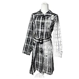 Trench coat vintage Courreges a cuadros blanco y negro 36/S