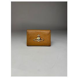 Tarjetero de cuero plegable vintage Vivienne Westwood color camello