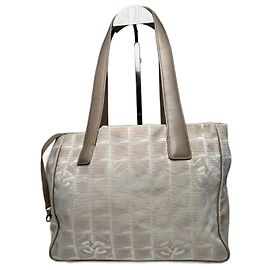 Borsa tote in tela monogramma Chanel vintage beige marrone