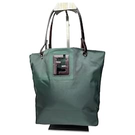 Bolsa tote vintage Fendi logo FF verde marrom