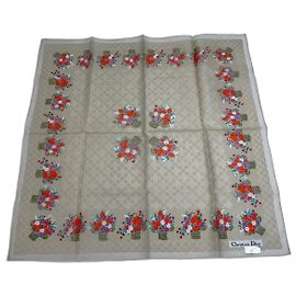 Sciarpa Dior Floreale Vintage Grigia Rossa