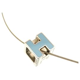 Collier Hermès Carge d'Ache H Cube Métal Bleu Clair