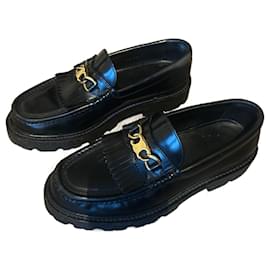 Céline Slipper Arc de Triomphe Leder Schwarz