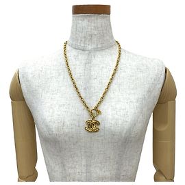 Collana a catena placcata oro con motivo Coco Mark vintage di CHANEL