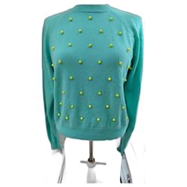 Eric Bompard Cashmere Pullover mit Punkten Minzgrün