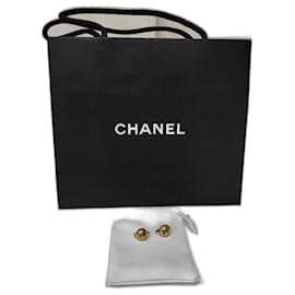 Pendientes Chanel CC Logo Dorados con Esmalte Negro