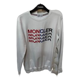 Felpa Moncler in cotone bianco con logo
