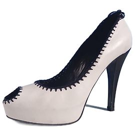 Décolleté con piattaforma Loriblu bianco e nero in pelle