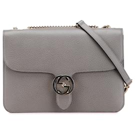 Gucci Crossbody Interlocking G in vitello grigio medio