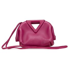 Borsa a tracolla in pelle rosa Bottega Veneta con portamonete a punto