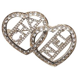Chanel Spilla doppio cuore in diamante argento