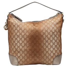 Borsa a Spalla Gucci GG Canvas Heart Bit Bamboo