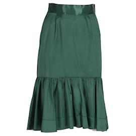 Falda de seda verde petróleo Prada - Años 2000