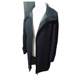 Manteau Noir Mi-Long Moncler T40 en laine