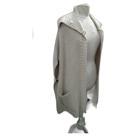 beige ecru grobstrick cape mantel von Barbara Bui Größe 36 s mittellang Cape-Stil