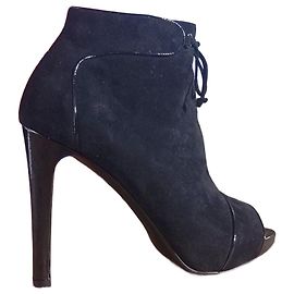Longchamp Botines Peep-Toe de Ante con Cordones.