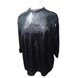 Top Nero Givenchy T42 Paillettes, Chic e Festoso