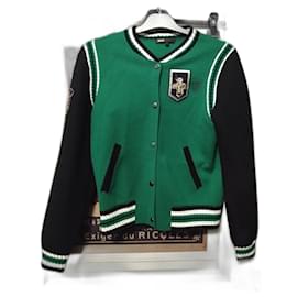Grüne Bomberjacke Golden Goose / Maje – Größe 36 / S – Polyester – Mat Varsity Bomberjacke