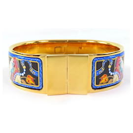 HERMES Roque Enamelled GM Fan Pattern Cloisonné Bangle Bracelet - Hermès