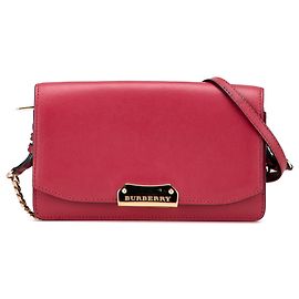 Portafoglio Burberry in pelle rossa Madison con catena