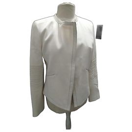Autre Marque Weiße Perfecto-Jacke After Pant's Größe 42 Modell Victoria aus Leder und Baumwolle