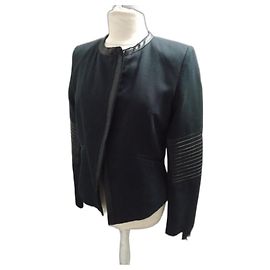 Autre Marque Perfetta Giacca Nera con Zip After Pant's taglia 40 42 stile sportivo con pelle chic