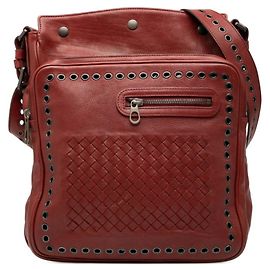 Borsa a spalla in pelle rossa Intrecciato di Bottega Veneta