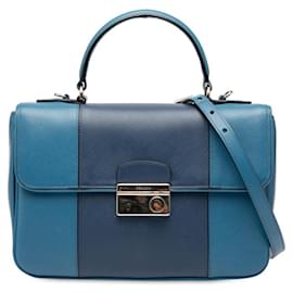Borsa a mano/borsa a spalla Prada in pelle Saffiano blu a 2 vie