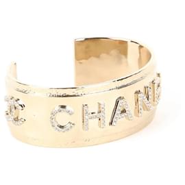 Bracciale Chanel Dorato con Logo CC e Strass Taglia M