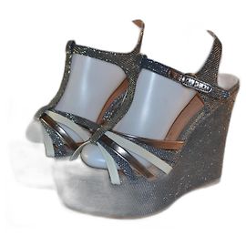 Sandali con zeppa Jeffrey Campbell Argento in tessuto Taglia 40