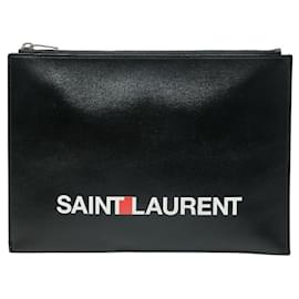 Clutch in pelle nera e multicolore Saint Laurent
