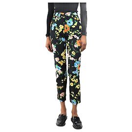 Moschino Pantalones vintage estampados con flores negras - talla UK 8