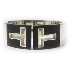 Tiffany & Co. Bracciale ritagliato Tiffany T in argento e nero