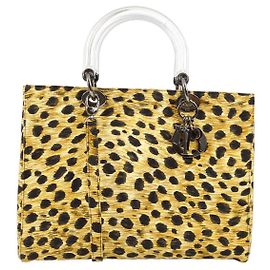Borsa Lady Dior Vintage Christian Dior in tela stampata Cannage trapuntata grande