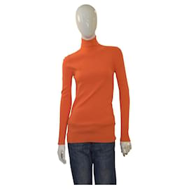 Blusa de cuello alto naranja Barbour de manga larga de viscosa talla US 6 UK 10 EUR 36