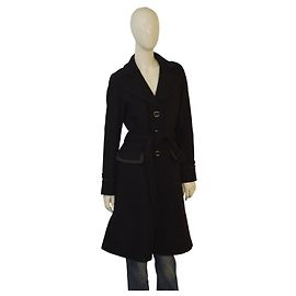 Abrigo de lana negra con cinturón Dolce & Gabbana D&G – Hecho en Italia – Talla IT 42 (US 6/8)