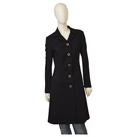 Abrigo largo ajustado de mezcla de lana negra Dolce & Gabbana D&G – Talla 42 mujer
