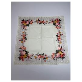 Sciarpa floreale vintage Dior bianca grigia multicolore