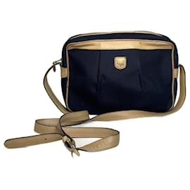 Céline Borsa a spalla in pelle poliestere Celine Triomphe vintage blu navy oro