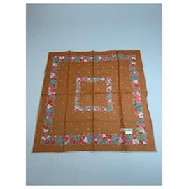 Bufanda floral vintage Dior marrón multicolor